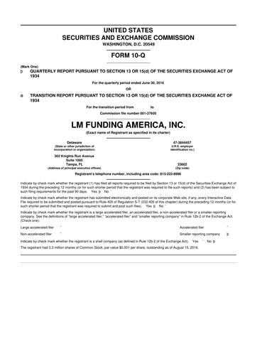 Vorschaubild LM Funding America 10-Q Quartalsbericht 2016 