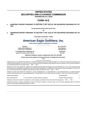 Thumbnail American Eagle Outfitters
 10-Q Quarterly Report FY2016 