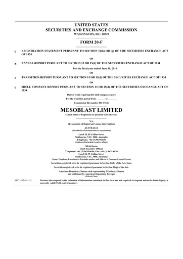 Vorschaubild Mesoblast
 20-F Jahresbericht 