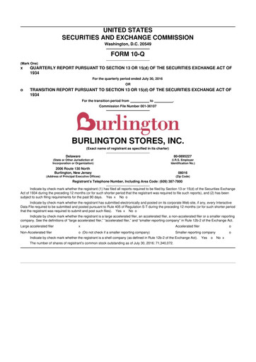 Thumbnail Burlington Stores 10-Q Quarterly Report FY2016 