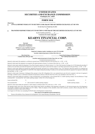 Thumbnail Kearny Financial
 10-K Annual Report 2016