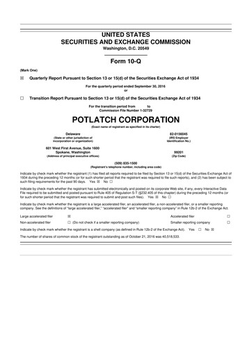 Thumbnail PotlatchDeltic
 10-Q Quarterly Report FY 