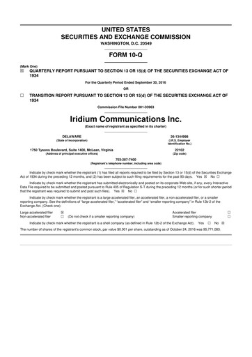 Thumbnail Iridium Communications 10-Q Quarterly Report FY2016 