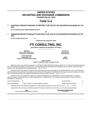 Thumbnail FTI Consulting 10-Q Quarterly Report FY2016 