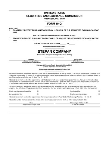Thumbnail Stepan Company
 10-Q Quarterly Report FY2016 