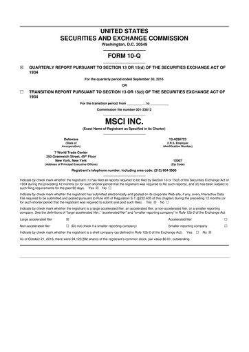 Vorschaubild MSCI 10-Q Quartalsbericht 2016 
