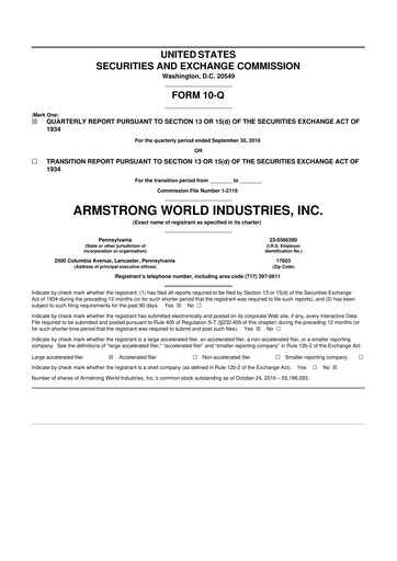 Vorschaubild Armstrong World Industries
 10-Q Quartalsbericht 2016 