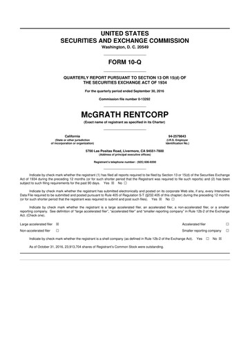 Thumbnail McGrath RentCorp
 10-Q Quarterly Report FY2016 