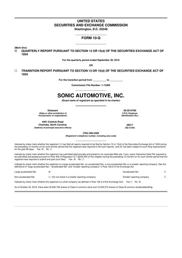 Thumbnail Sonic Automotive
 10-Q Quarterly Report FY2016 
