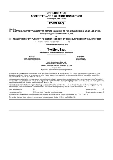Thumbnail Twitter 10-Q Quarterly Report FY2016 