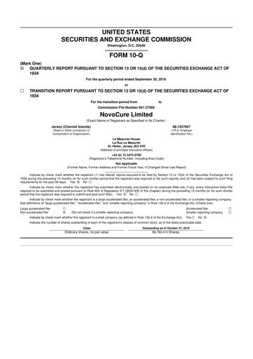 Thumbnail Novocure
 10-Q Quarterly Report FY2016 