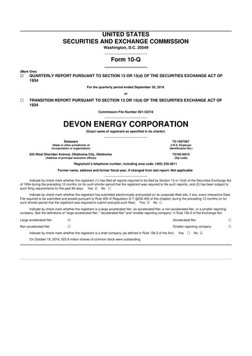 Thumbnail Devon Energy
 10-Q Quarterly Report FY2016 