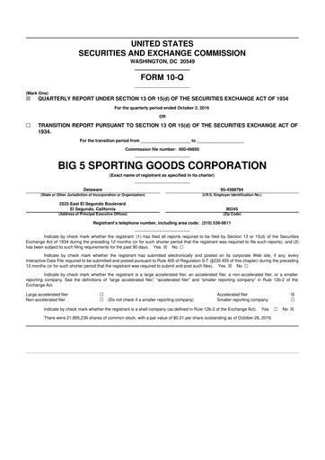 Thumbnail Big 5 Sporting Goods 10-Q Quarterly Report FY2016 