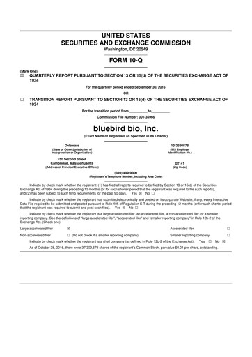 Thumbnail bluebird bio
 10-Q Quarterly Report FY2016 