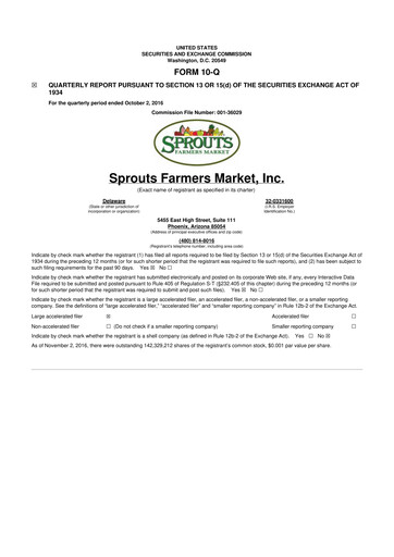 Thumbnail Sprouts Farmers Market 10-Q Quarterly Report FY2016 