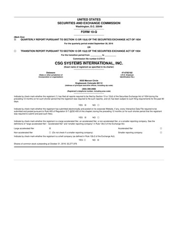 Thumbnail CSG International
 10-Q Quarterly Report FY2016 