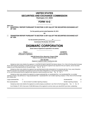 Vorschaubild Digimarc
 10-Q Quartalsbericht 2016 