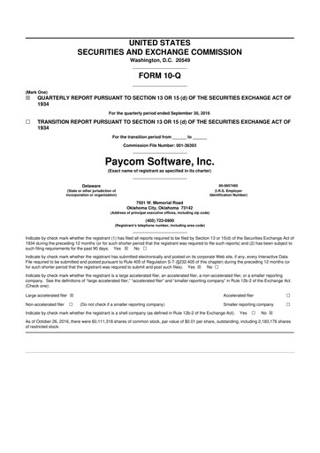 Miniature Paycom
 10-Q Rapport trimestriel 2016 