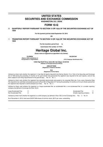 Thumbnail Heritage Global 10-Q Quarterly Report FY2016 