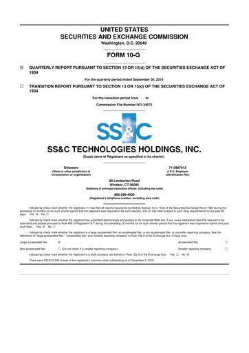 Thumbnail SS&C Technologies
 10-Q Quarterly Report FY2016 