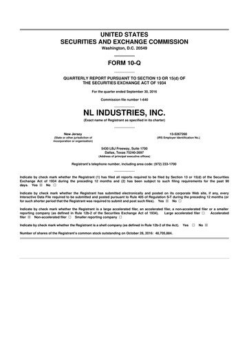 Thumbnail NL Industries 10-Q Quarterly Report FY2016 