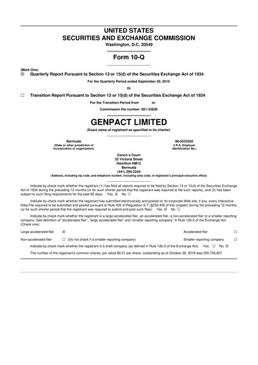 Vorschaubild Genpact 10-Q Quartalsbericht 2016 