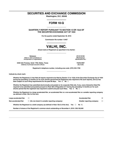 Thumbnail Valhi 10-Q Quarterly Report FY2016 