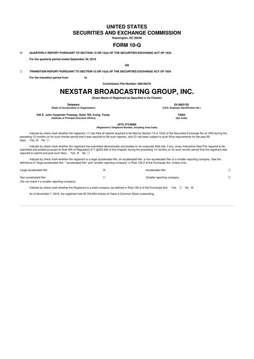 Thumbnail Nexstar Media Group
 10-Q Quarterly Report FY2016 