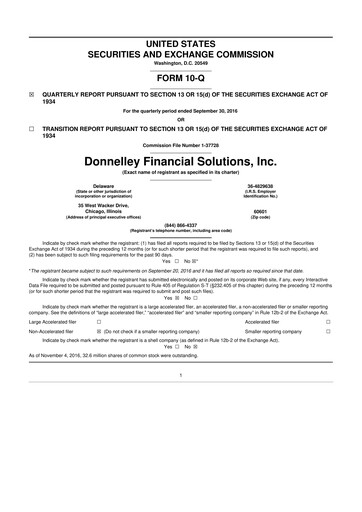 Vorschaubild Donnelley Financial Solutions
 10-Q Quartalsbericht 2016 