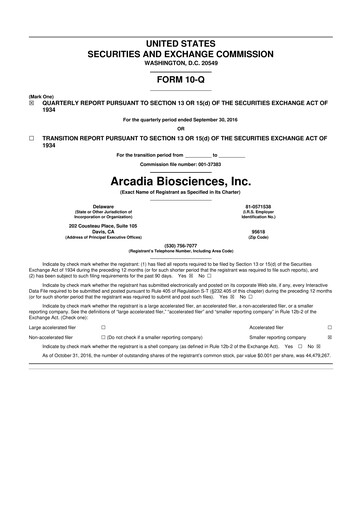 Thumbnail Arcadia Biosciences 10-Q Quarterly Report FY2016 