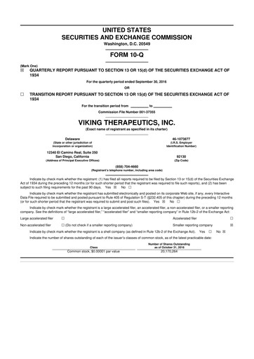 Thumbnail Viking Therapeutics
 10-Q Quarterly Report FY2016 