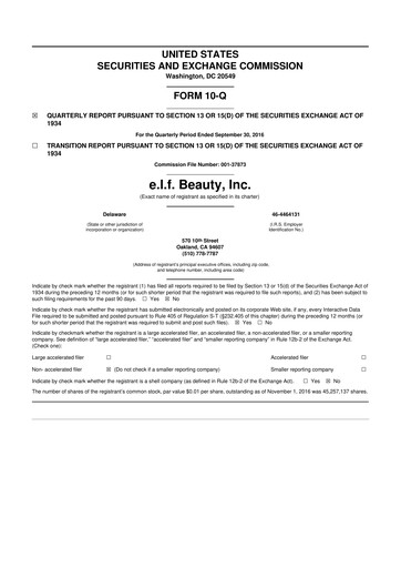 Thumbnail e.l.f. Beauty 10-Q Quarterly Report FY2016 