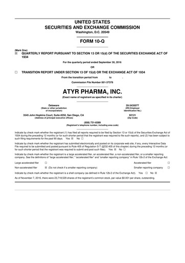 Thumbnail aTyr Pharma 10-Q Quarterly Report FY2016 