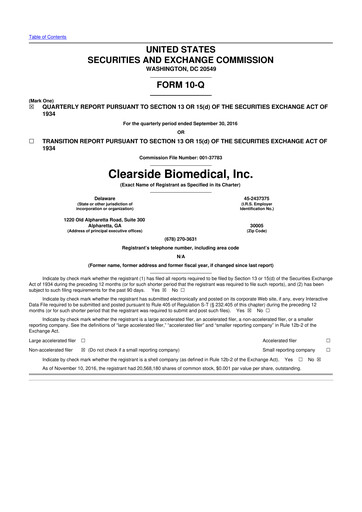 Thumbnail Clearside Biomedical
 10-Q Quarterly Report FY2016 