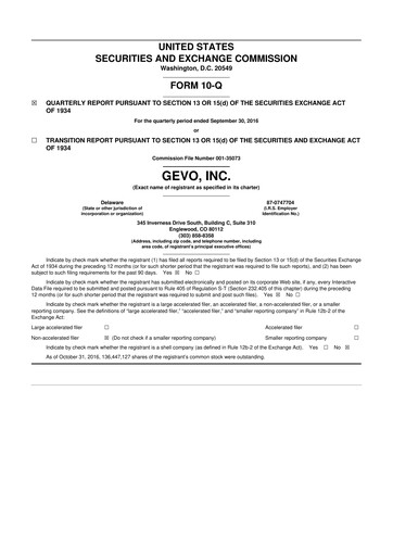 Thumbnail Gevo 10-Q Quarterly Report FY2016 