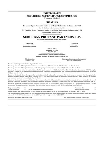 Thumbnail Suburban Propane Partners 10-K Annual Report 2016