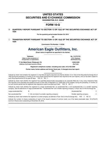 Thumbnail American Eagle Outfitters
 10-Q Quarterly Report FY2016 