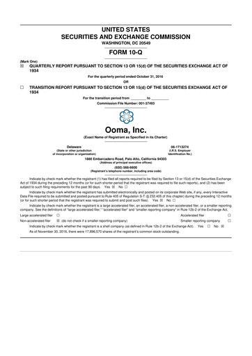 Miniature Ooma 10-Q Rapport trimestriel 2017 