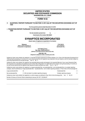 Thumbnail Synaptics 10-Q Quarterly Report FY2017 