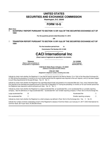 Thumbnail CACI International Inc 10-Q Quarterly Report FY2017 