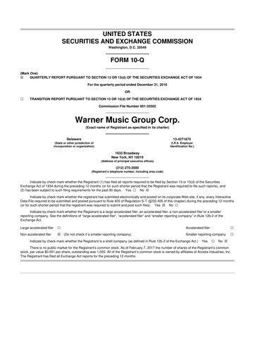 Vorschaubild Warner Music Group
 10-Q Quartalsbericht 2017 