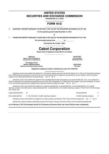 Thumbnail Cabot Corporation
 10-Q Quarterly Report FY2017 