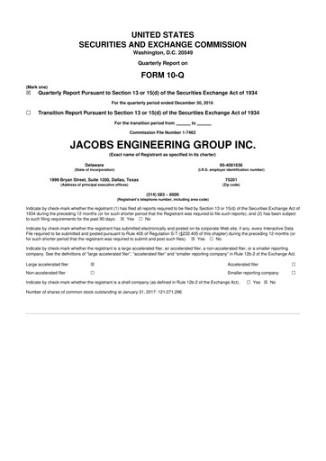 Miniature Jacobs Engineering 10-Q Rapport trimestriel 2017 