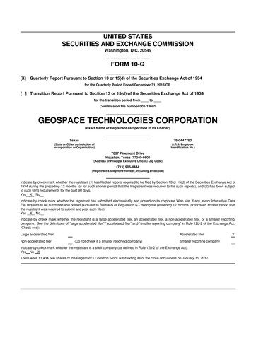 Thumbnail Geospace Technologies
 10-Q Quarterly Report FY2017 