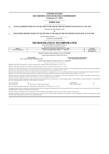 Thumbnail Strategy 
 (MicroStrategy) 10-K Annual Report 2016