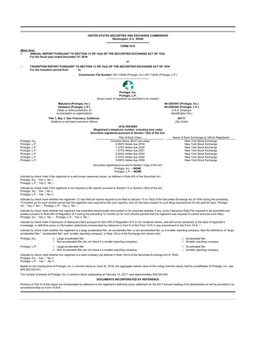 Miniature Prologis 10-K Rapport annuel 2016