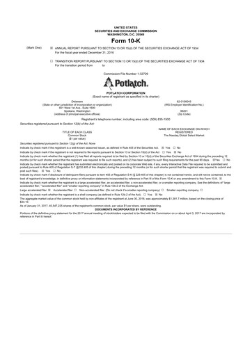 Thumbnail PotlatchDeltic
 10-K Annual Report 2016