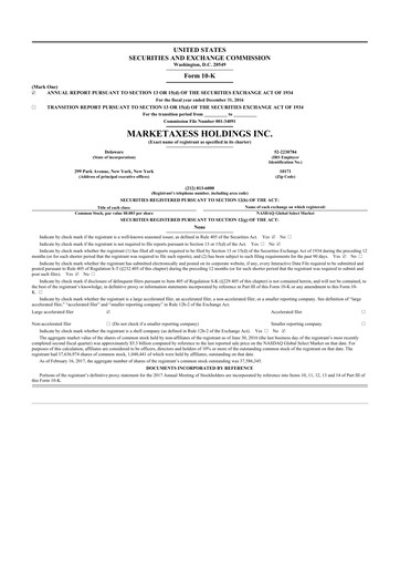 Thumbnail MarketAxess
 10-K Annual Report 2016