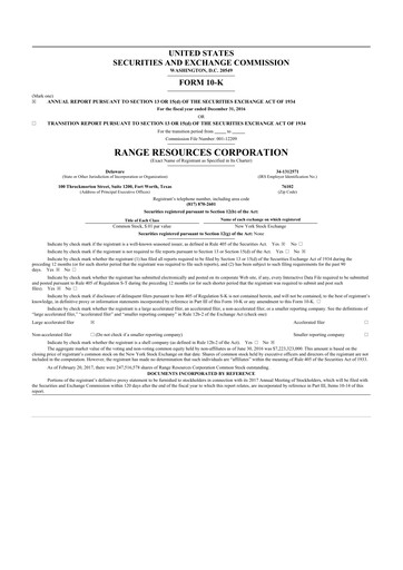 Miniature Range Resources
 10-K Rapport annuel 2016