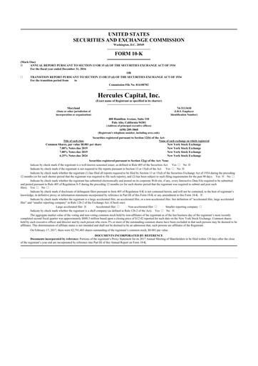 Thumbnail Hercules Capital
 10-K Annual Report 